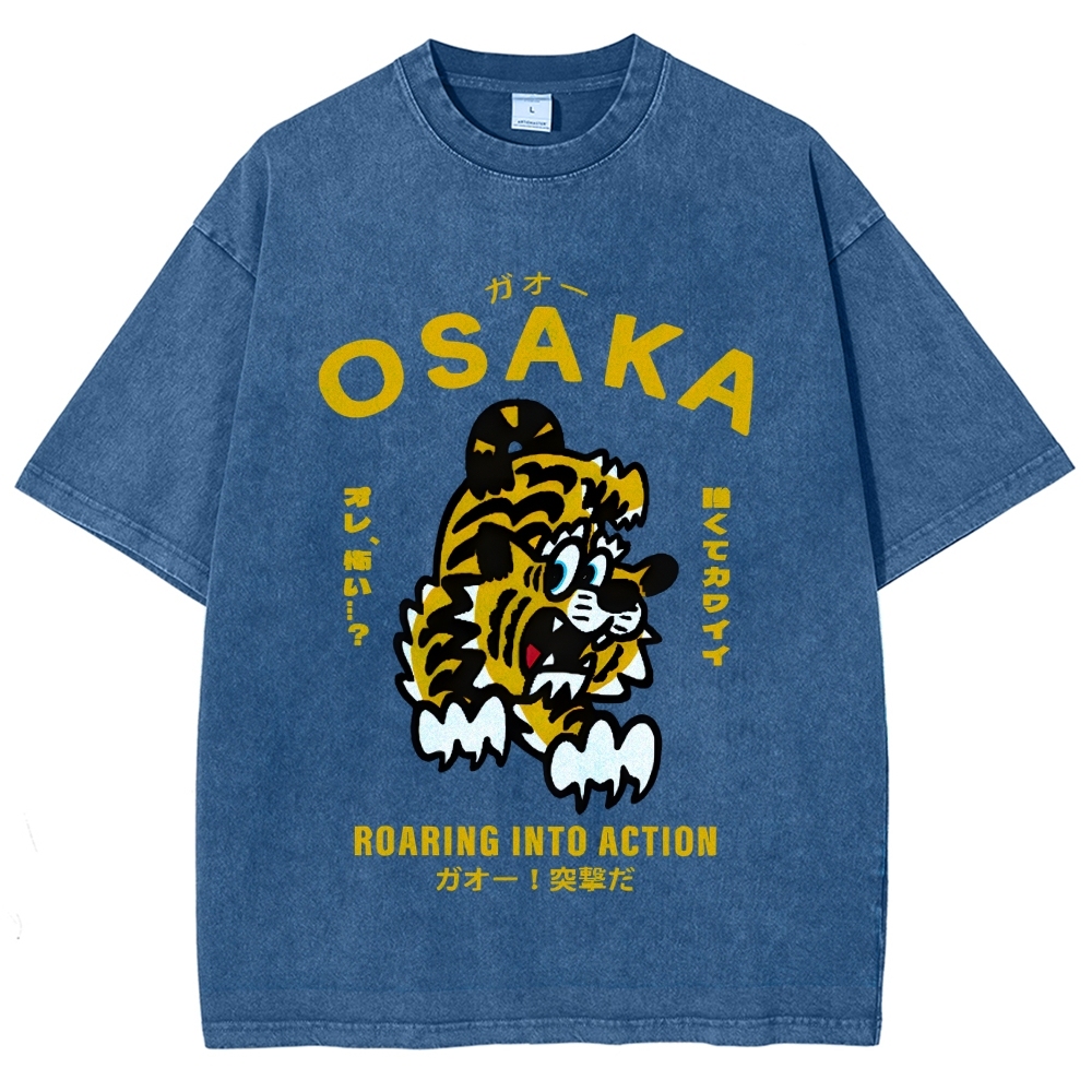 Osaka Tiger Vintage Wash Japanese Design T-Shirt