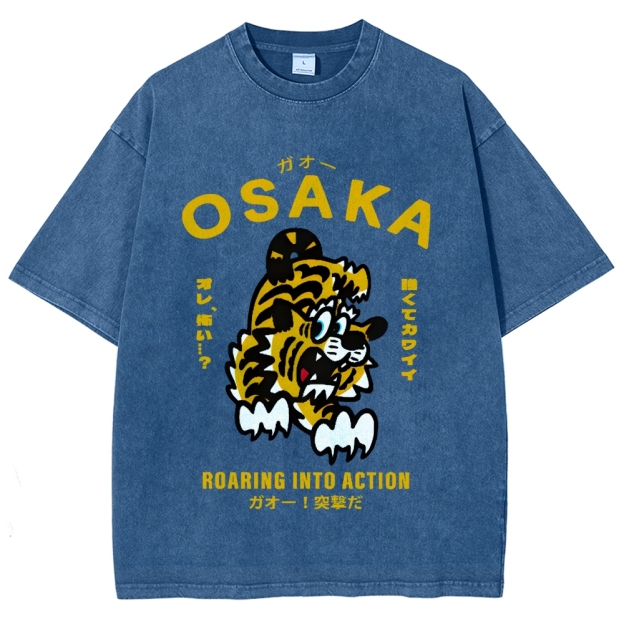 Osaka Tiger Vintage Wash Japanese Design T-Shirt