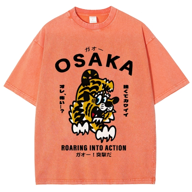 Osaka Tiger Vintage Wash Japanese Design T-Shirt