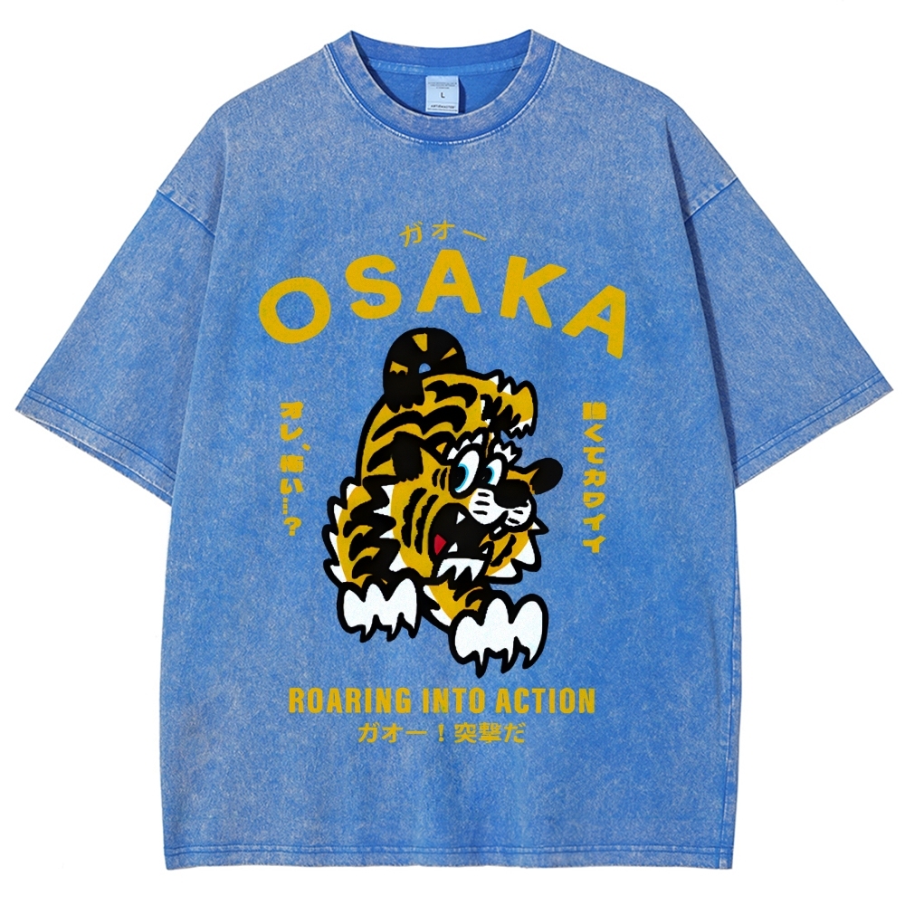 Osaka Tiger Vintage Wash Japanese Design T-Shirt