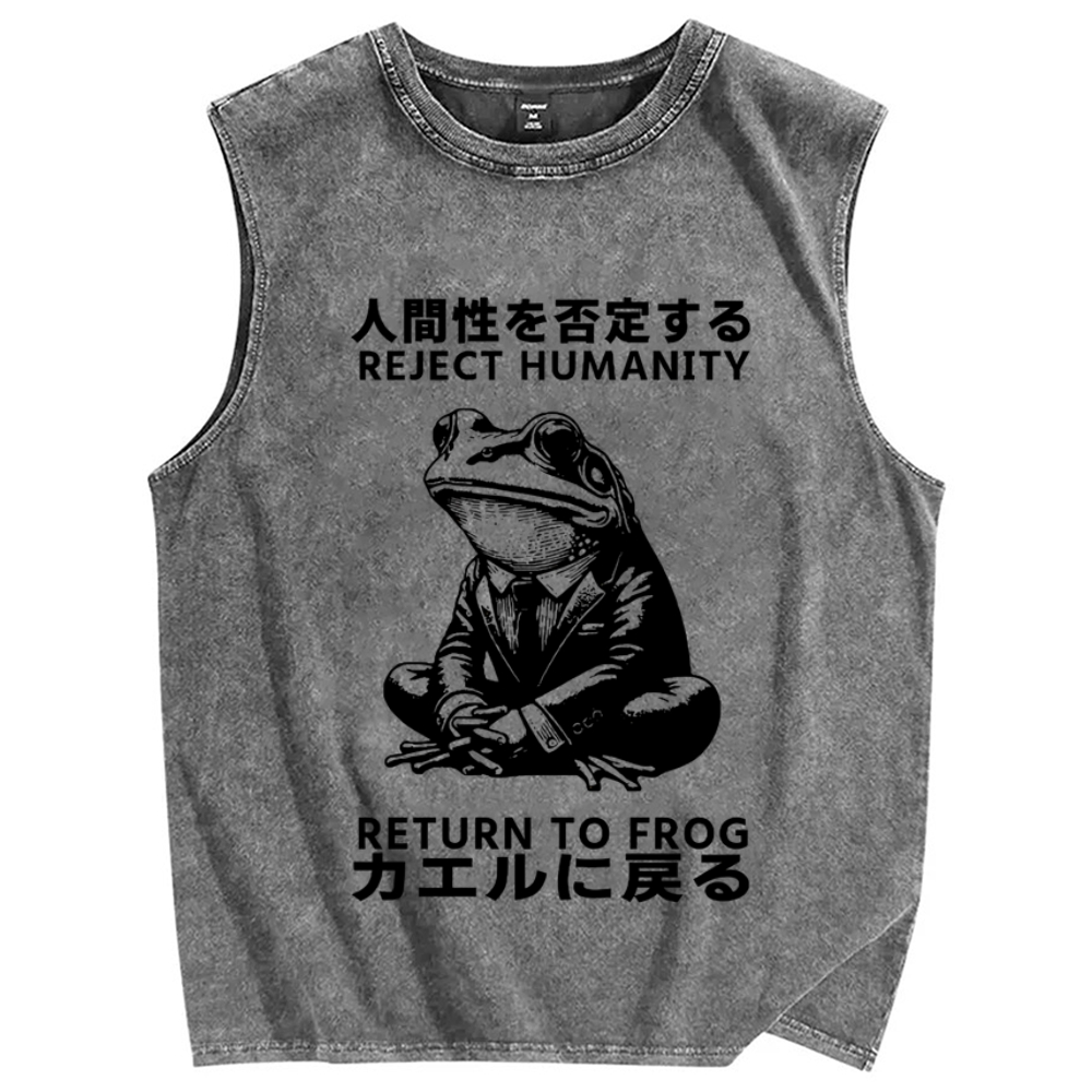 Reject Humanity Return To Frog Vintage Distressed Washed Tank Top