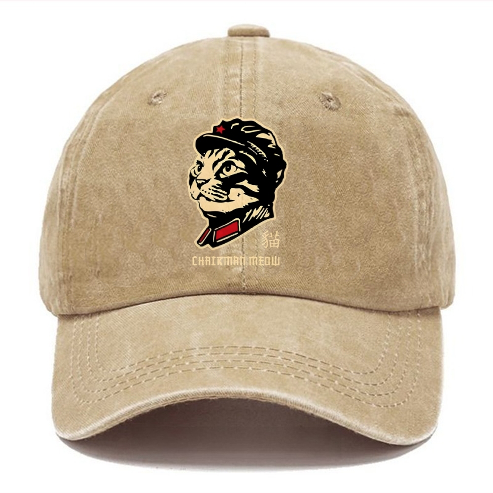 Chinese Spirit Cat Washed Cap