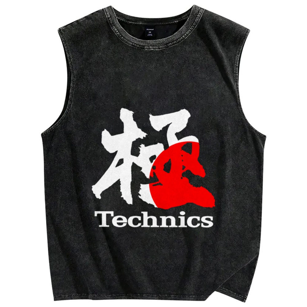 Technics Vintage Distressed Washed Tank Top