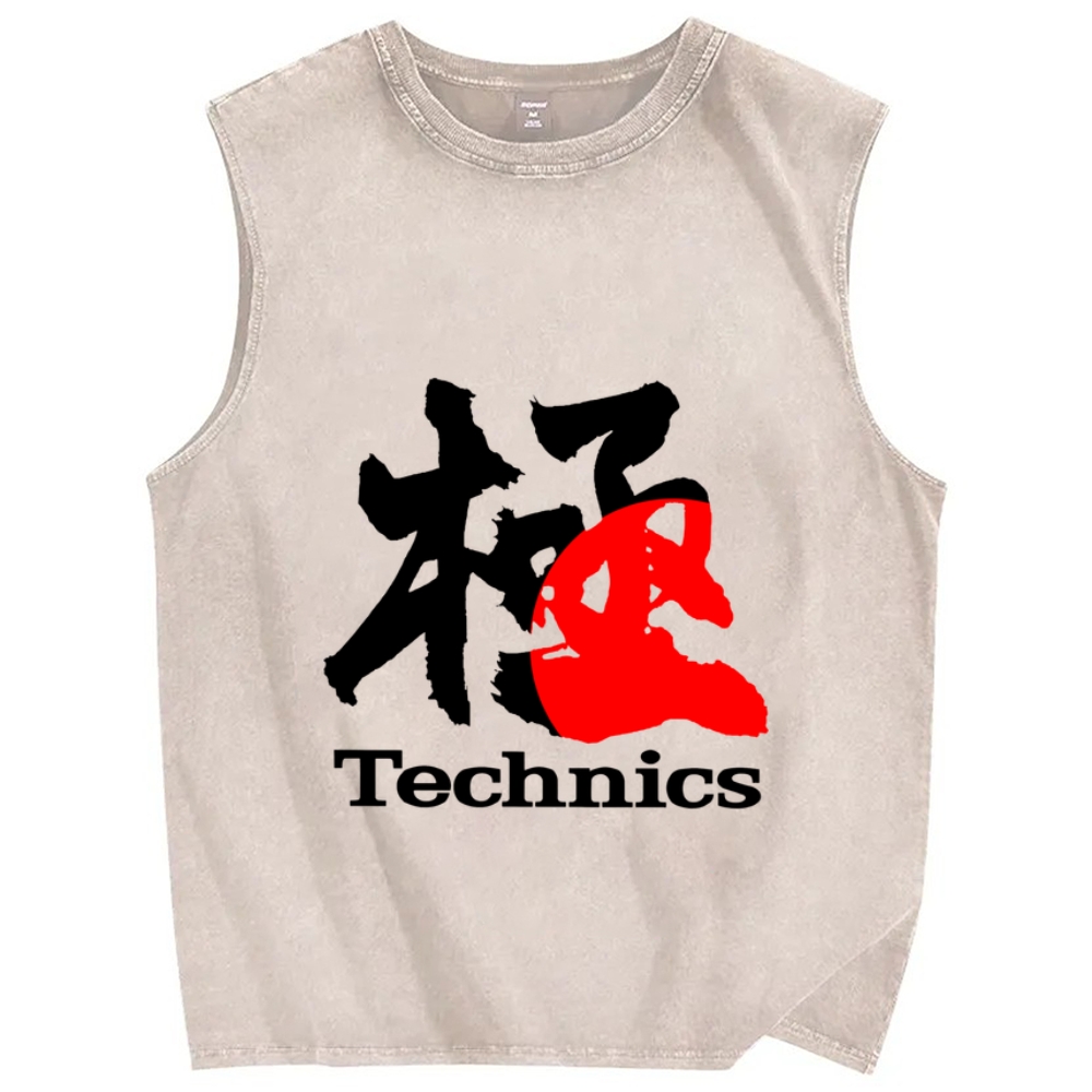 Technics Vintage Distressed Washed Tank Top