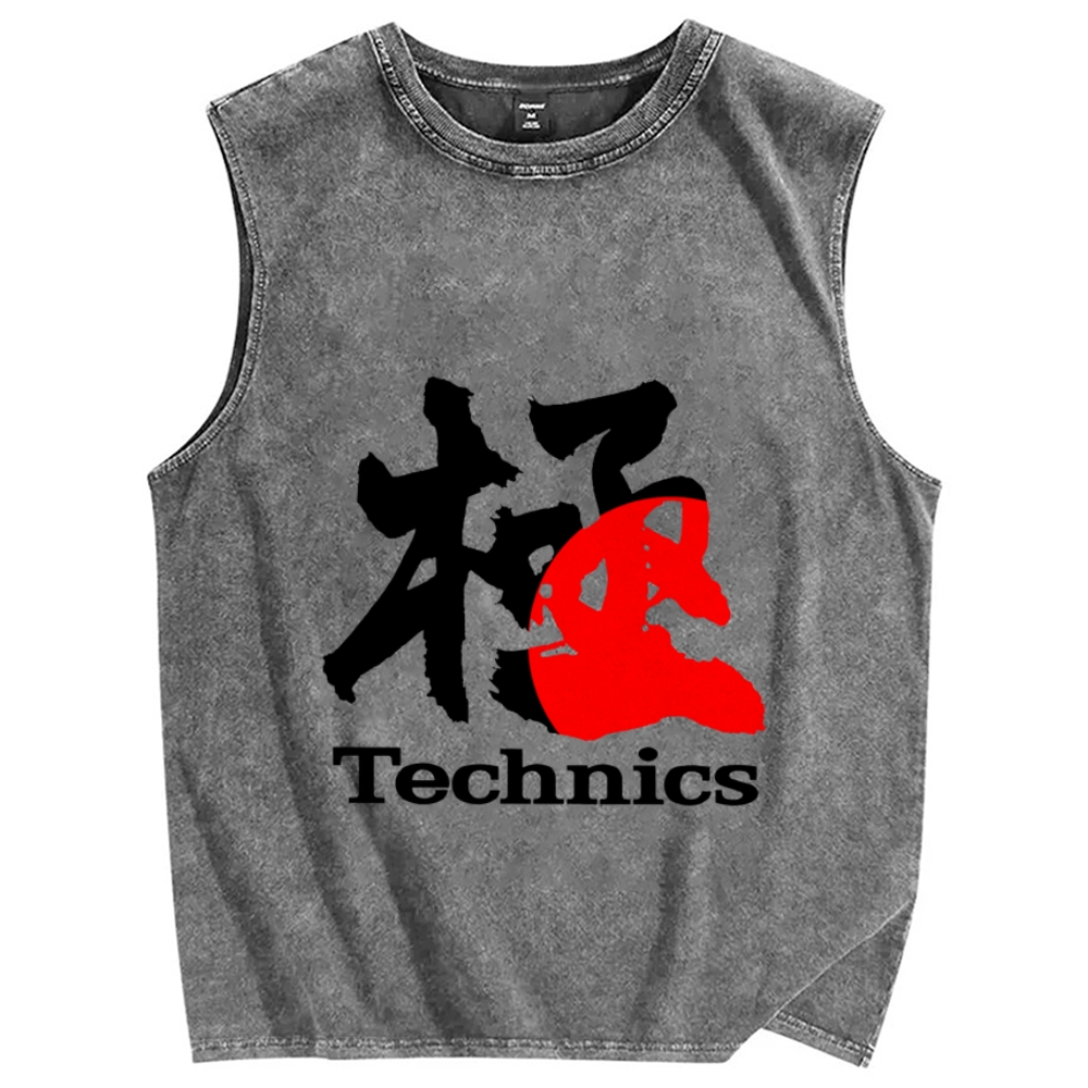 Technics Vintage Distressed Washed Tank Top