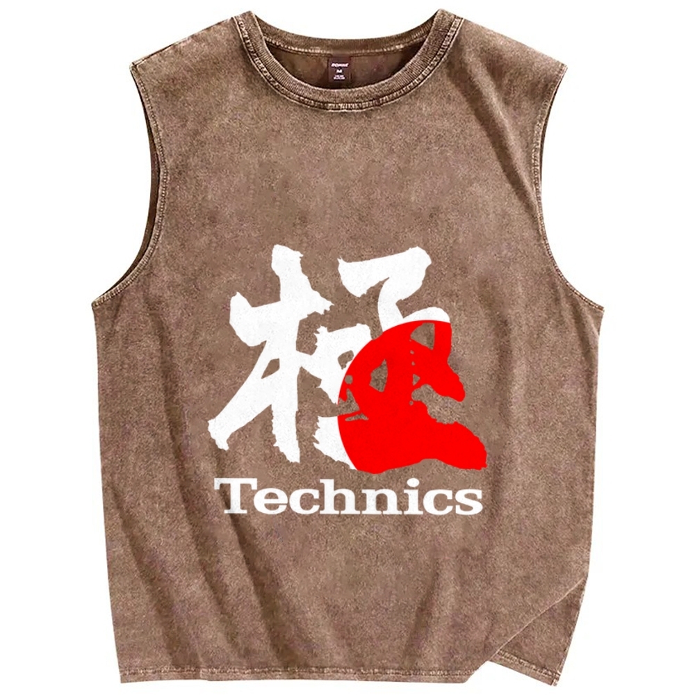 Technics Vintage Distressed Washed Tank Top
