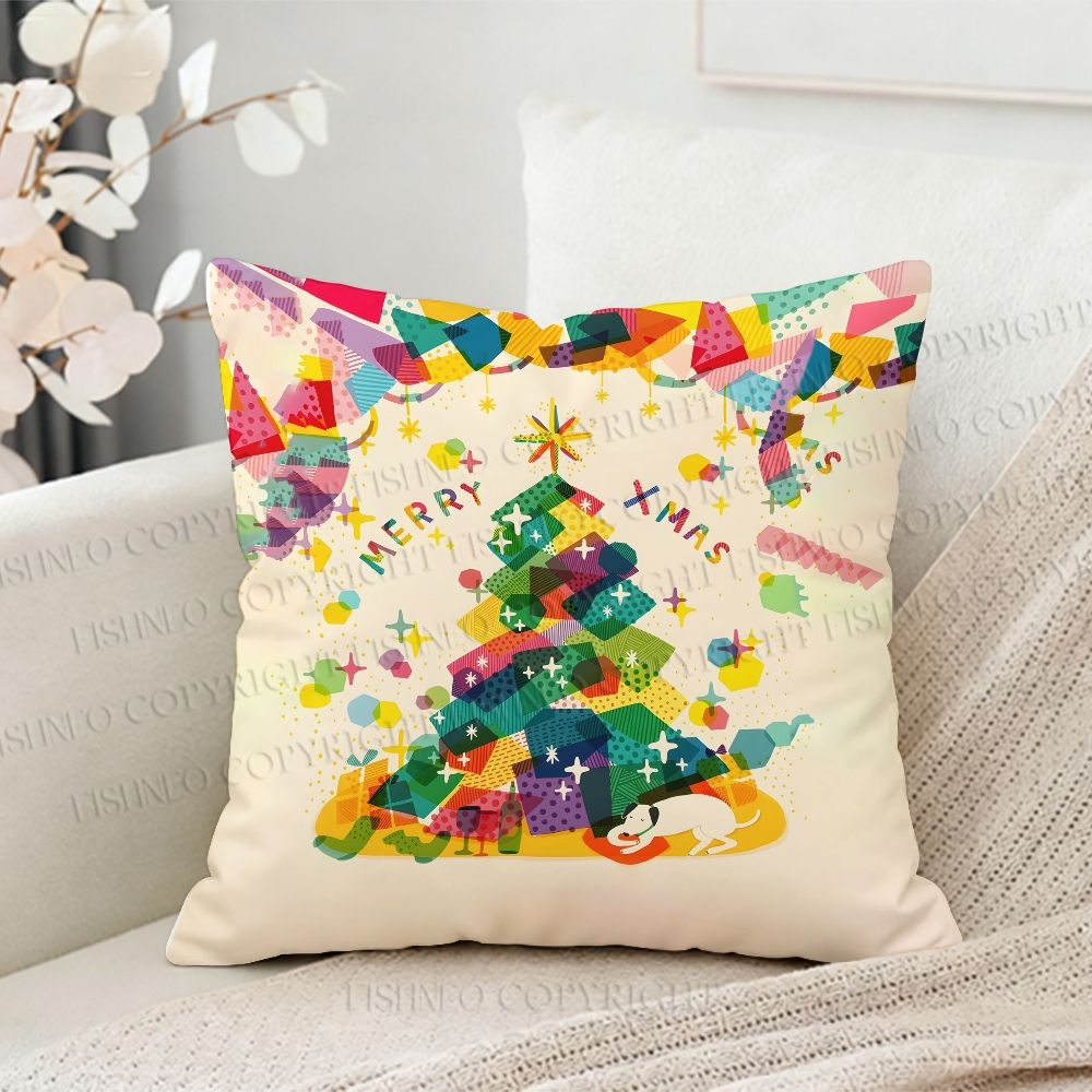 Christmas Tree Gift Printed Throw Pillow