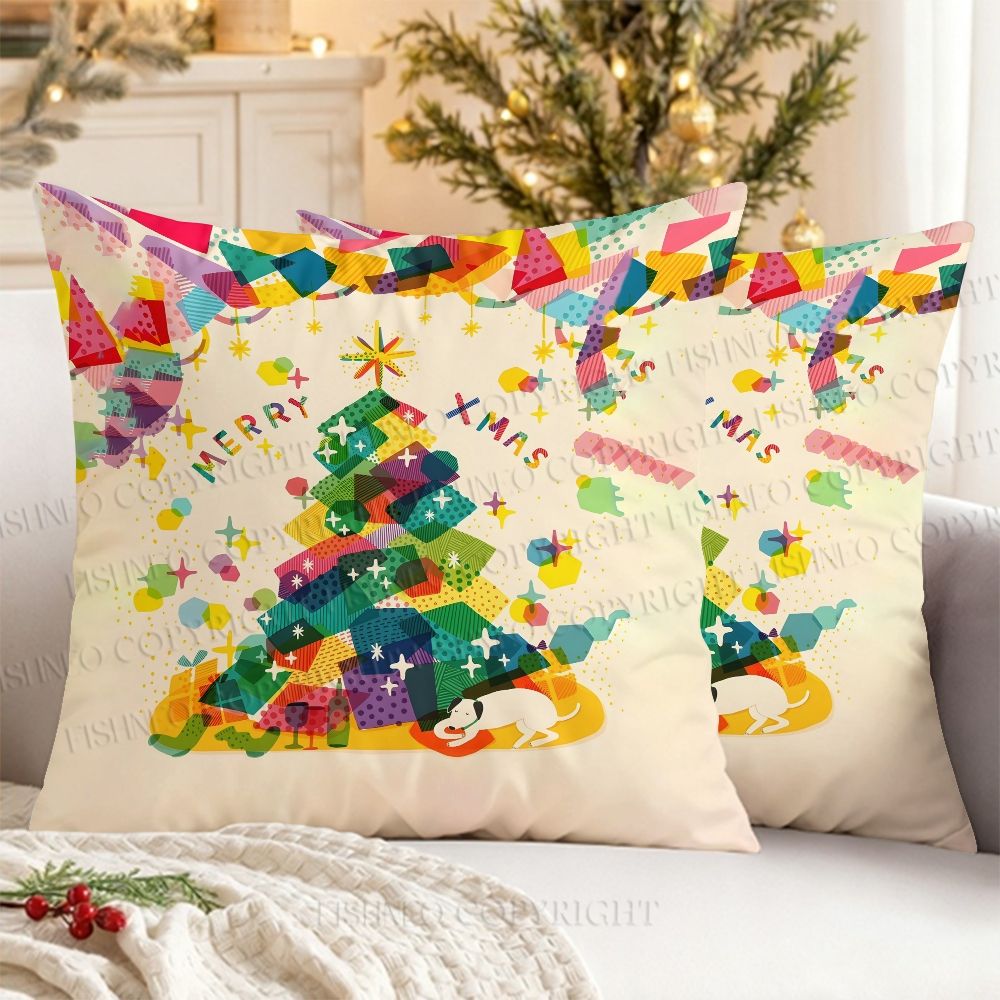 Christmas Tree Gift Printed Throw Pillow