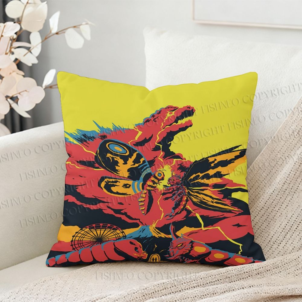 Godzilla Mothra Printed Throw Pillow