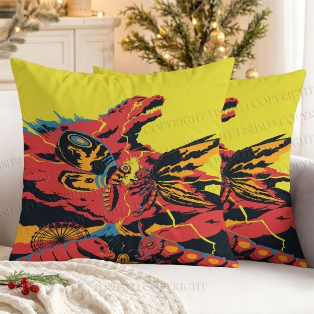 Godzilla Mothra Printed Throw Pillow