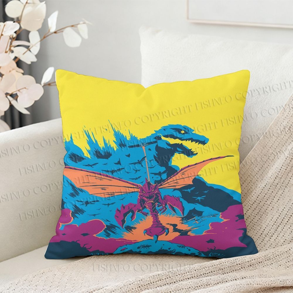 Godzilla vs Megaguirus Printed Throw Pillow