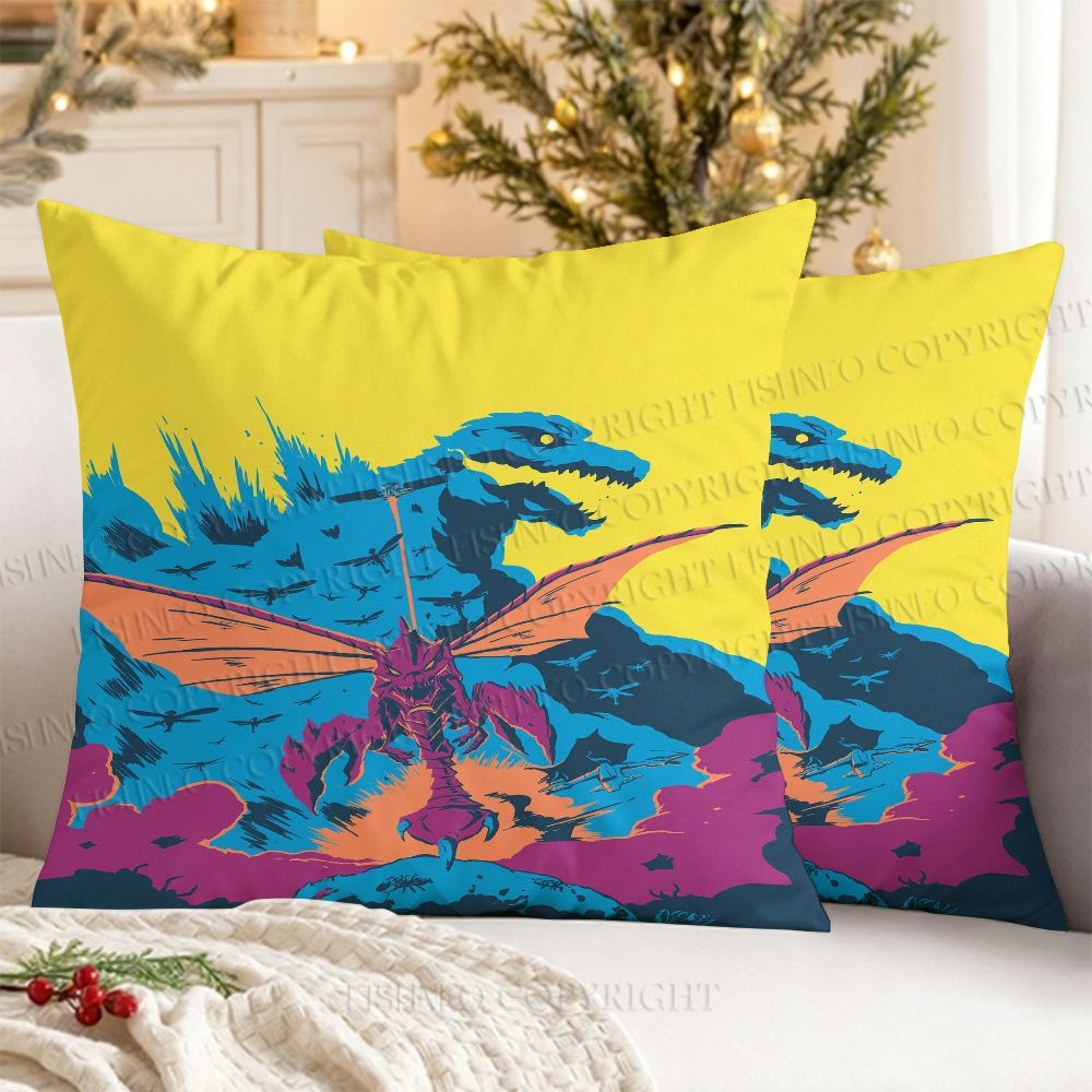 Godzilla vs Megaguirus Printed Throw Pillow