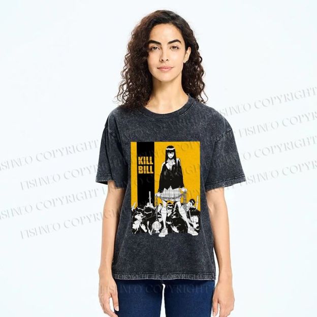 Unisex Kill Bill Anime Printed Washed Tee