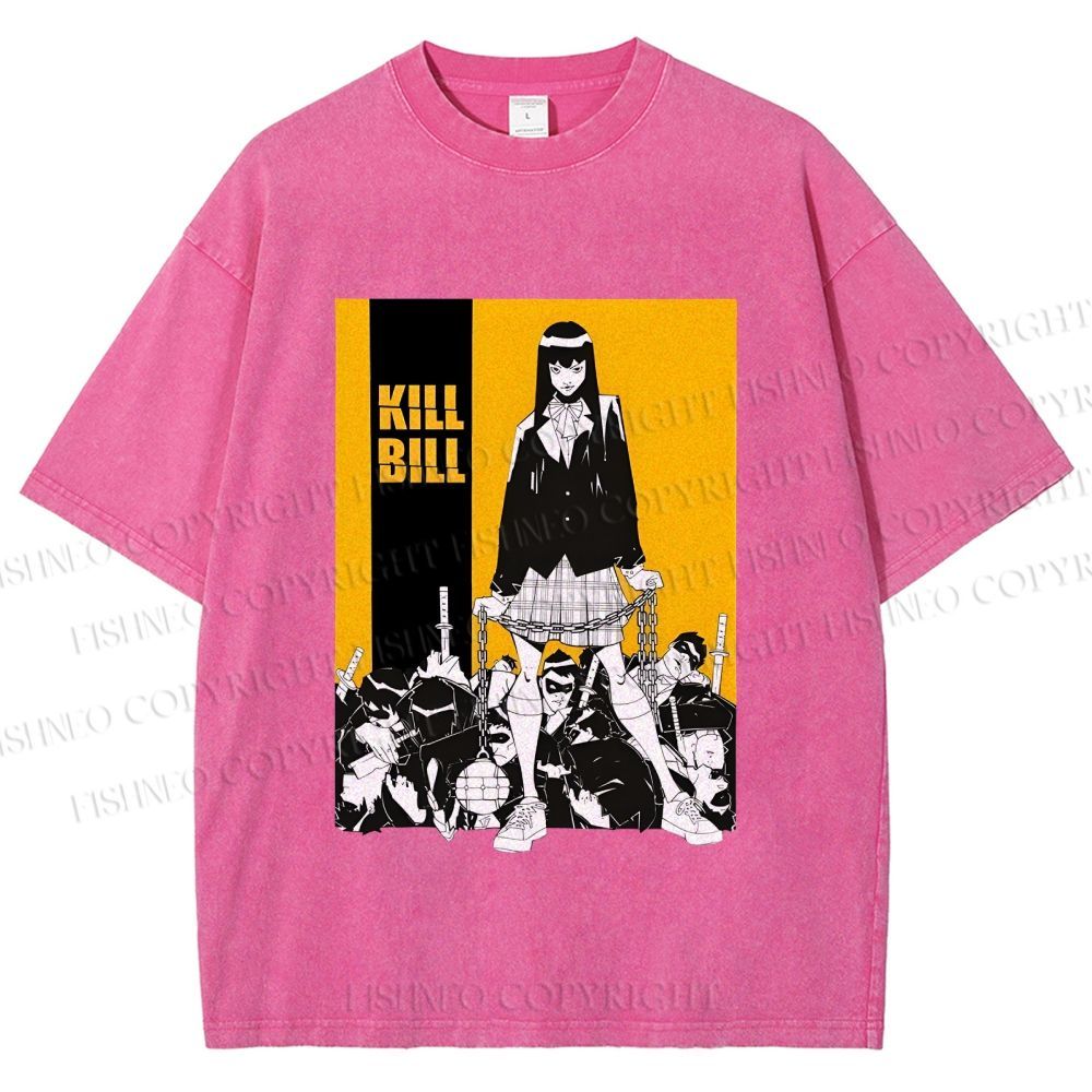 Unisex Kill Bill Anime Printed Washed Tee