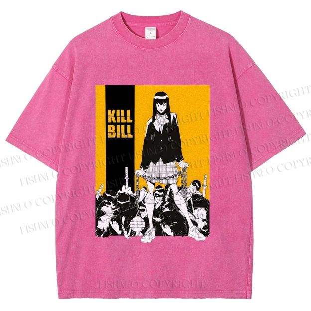 Unisex Kill Bill Anime Printed Washed Tee