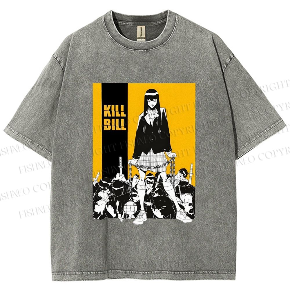 Unisex Kill Bill Anime Printed Washed Tee