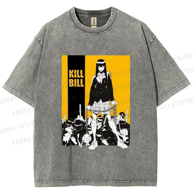 Unisex Kill Bill Anime Printed Washed Tee