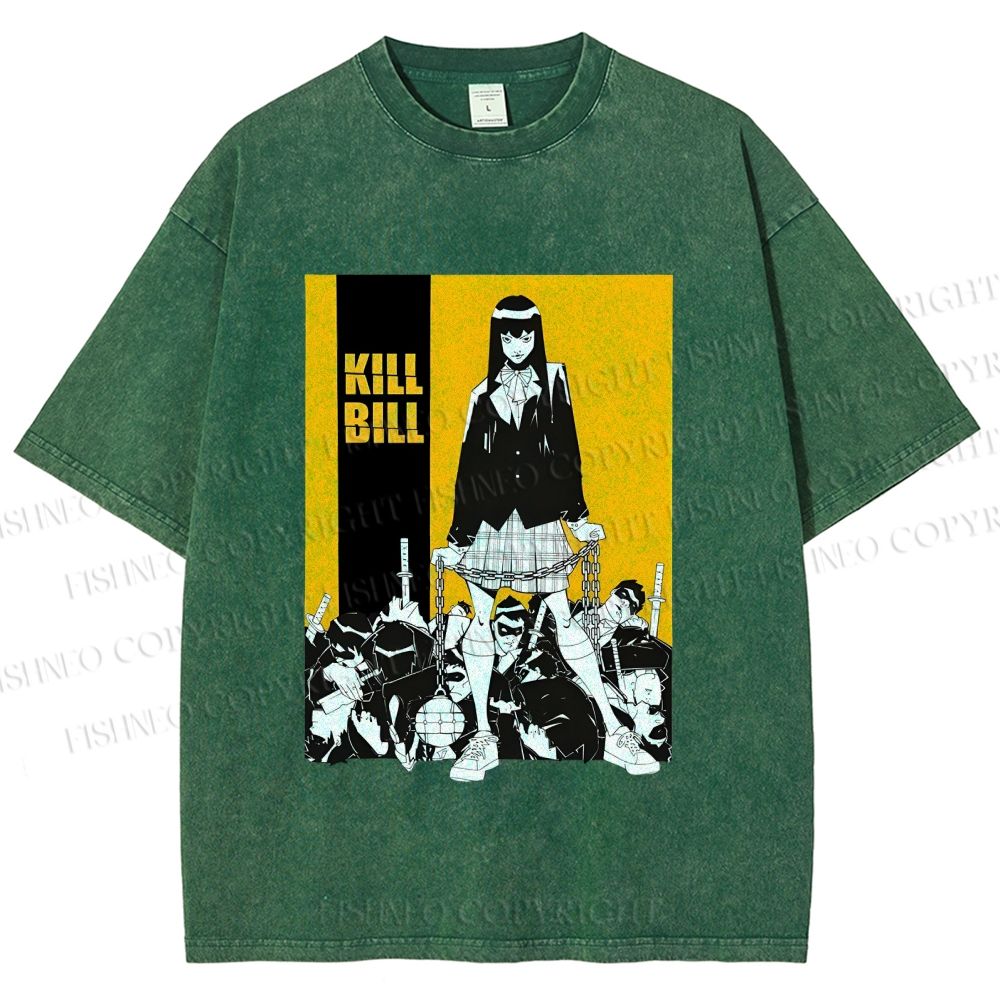 Unisex Kill Bill Anime Printed Washed Tee