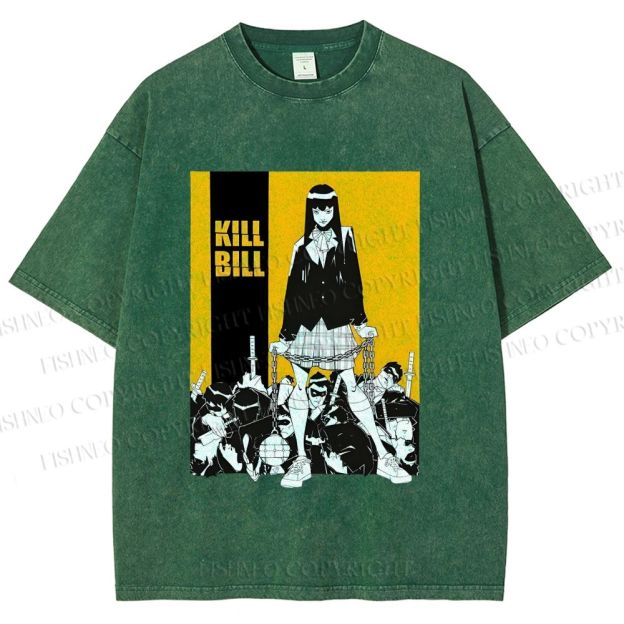 Unisex Kill Bill Anime Printed Washed Tee