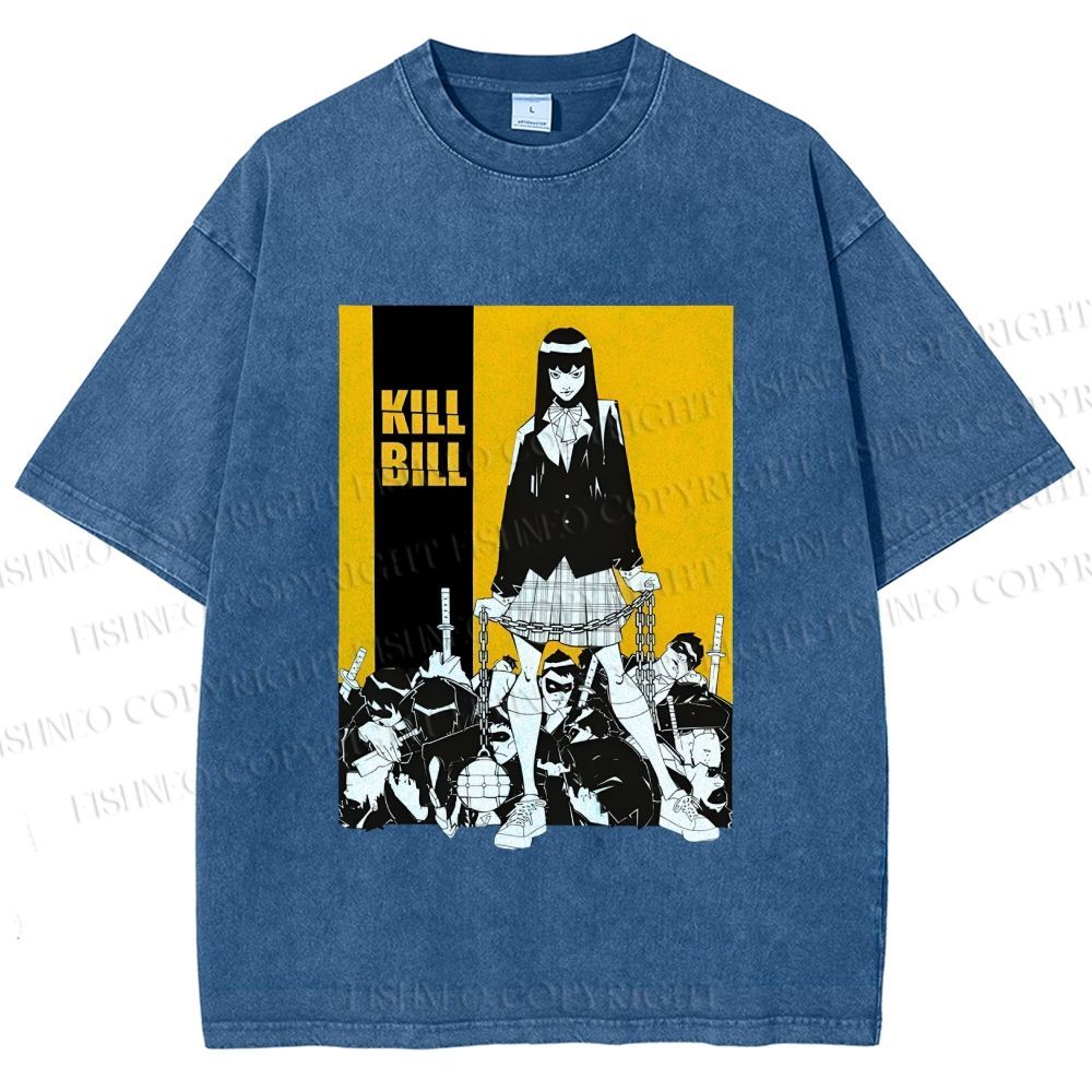 Unisex Kill Bill Anime Printed Washed Tee