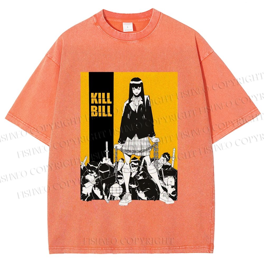 Unisex Kill Bill Anime Printed Washed Tee