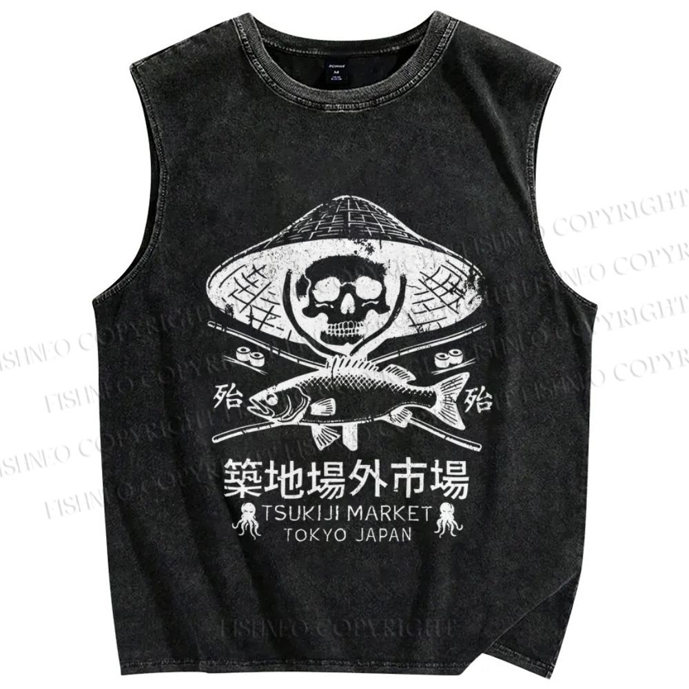 Unisex Off Site Market Of Tsukiji Vintage Printed Washed Tank Top