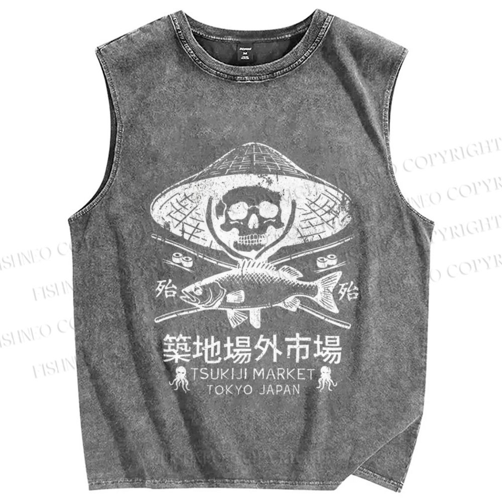 Unisex Off Site Market Of Tsukiji Vintage Printed Washed Tank Top