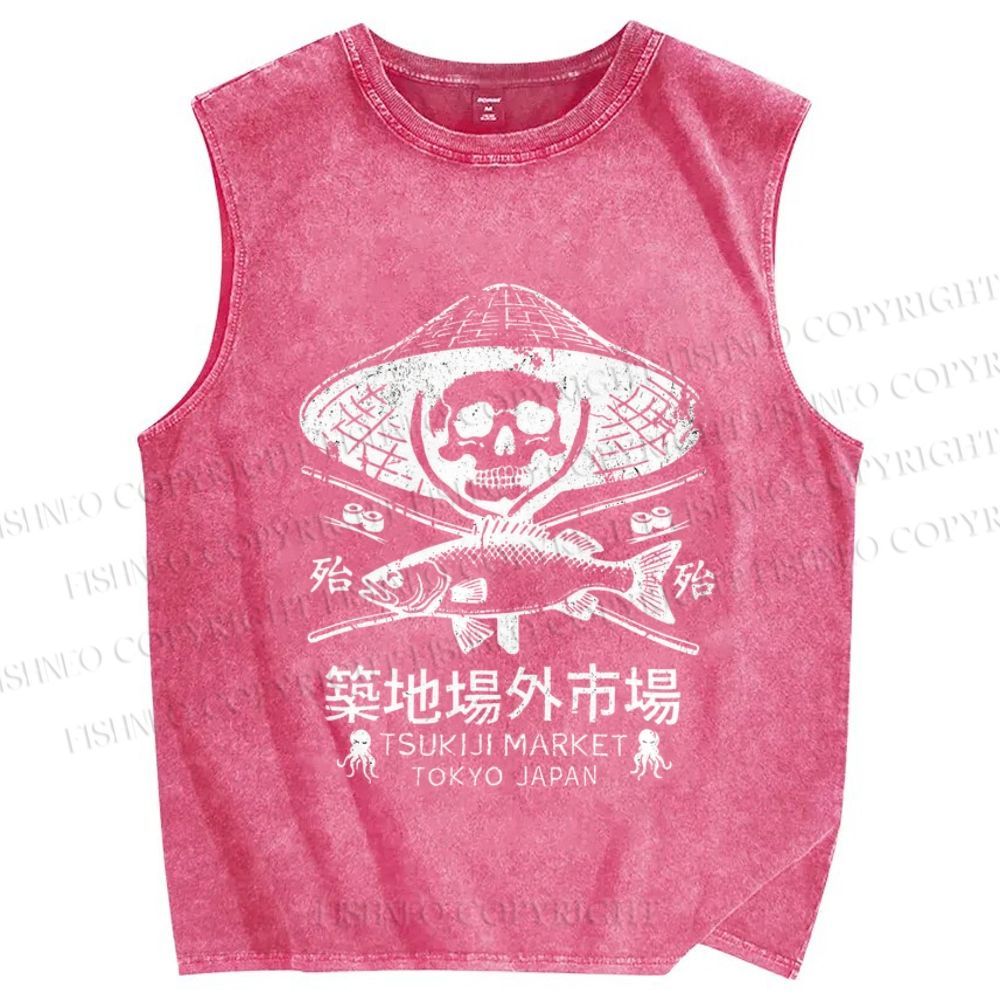 Unisex Off Site Market Of Tsukiji Vintage Printed Washed Tank Top