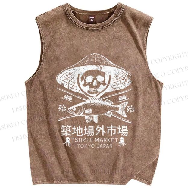 Unisex Off Site Market Of Tsukiji Vintage Printed Washed Tank Top