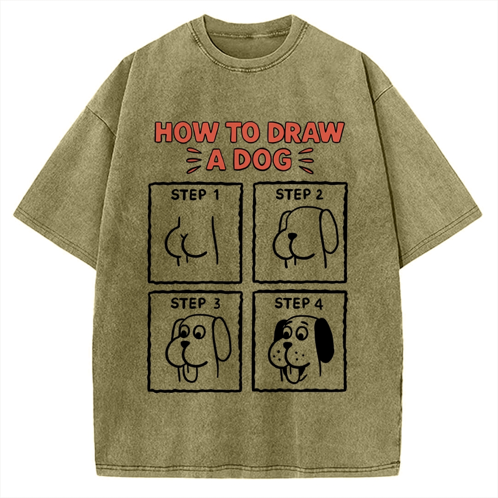 How to draw a dog Vintage Washed T-shirt