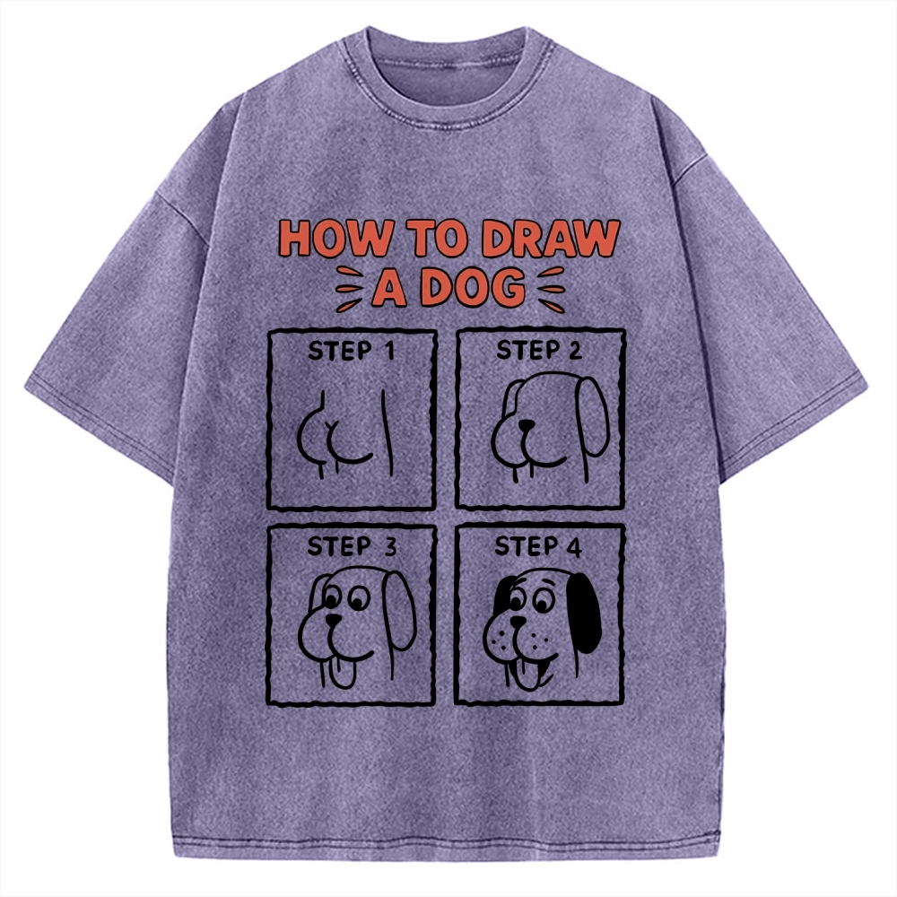 How to draw a dog Vintage Washed T-shirt