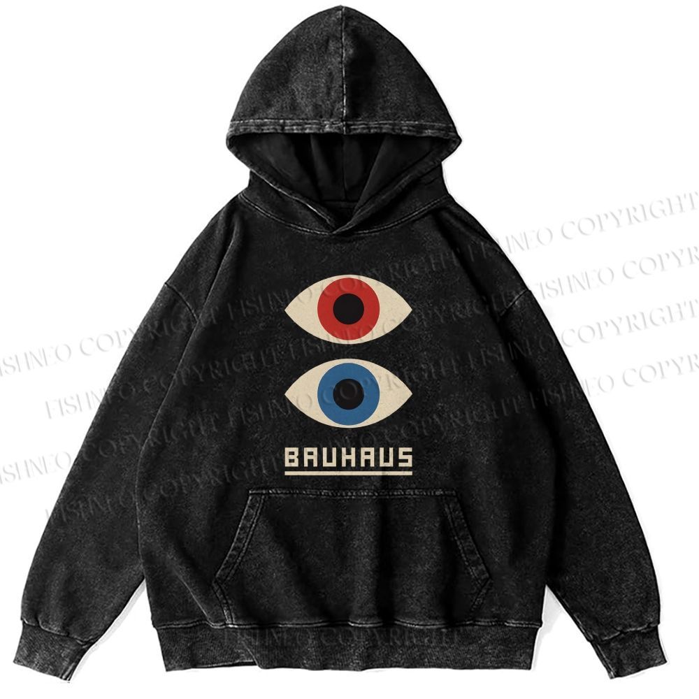 Unisex Casual Bauhaus Art Eyes Printed Washed Hoodie