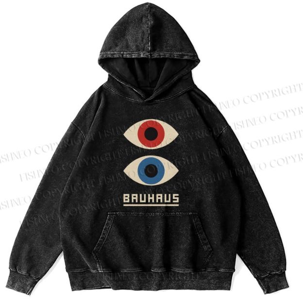 Unisex Casual Bauhaus Art Eyes Printed Washed Hoodie