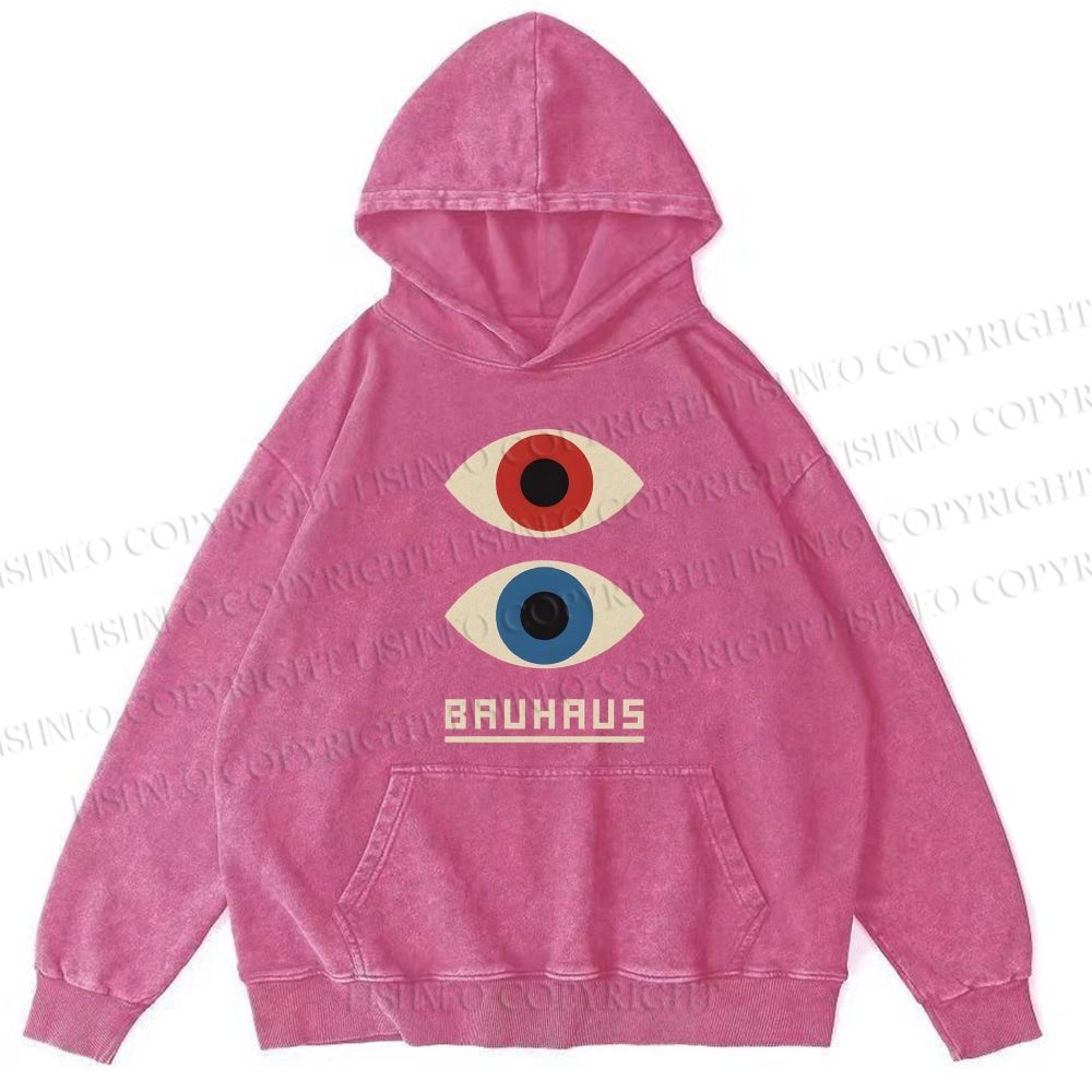 Unisex Casual Bauhaus Art Eyes Printed Washed Hoodie