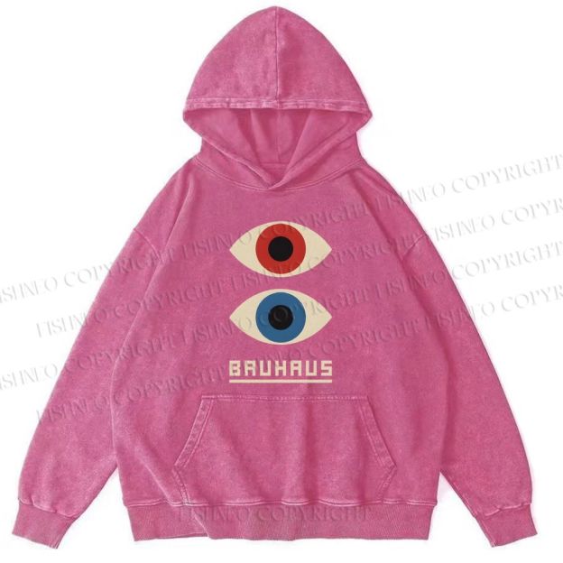 Unisex Casual Bauhaus Art Eyes Printed Washed Hoodie