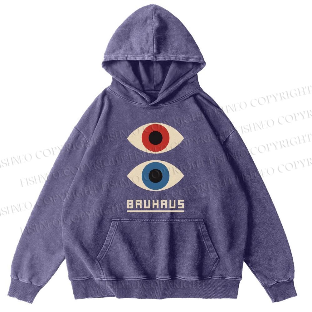 Unisex Casual Bauhaus Art Eyes Printed Washed Hoodie