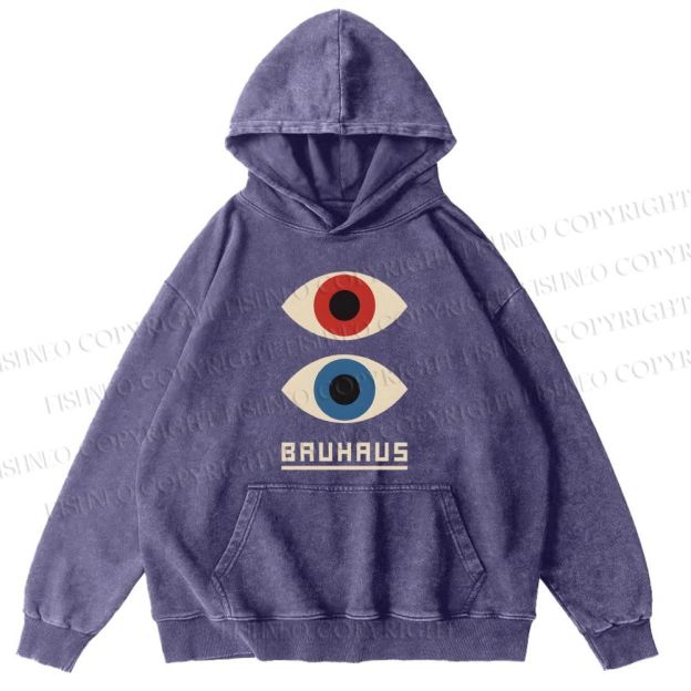 Unisex Casual Bauhaus Art Eyes Printed Washed Hoodie