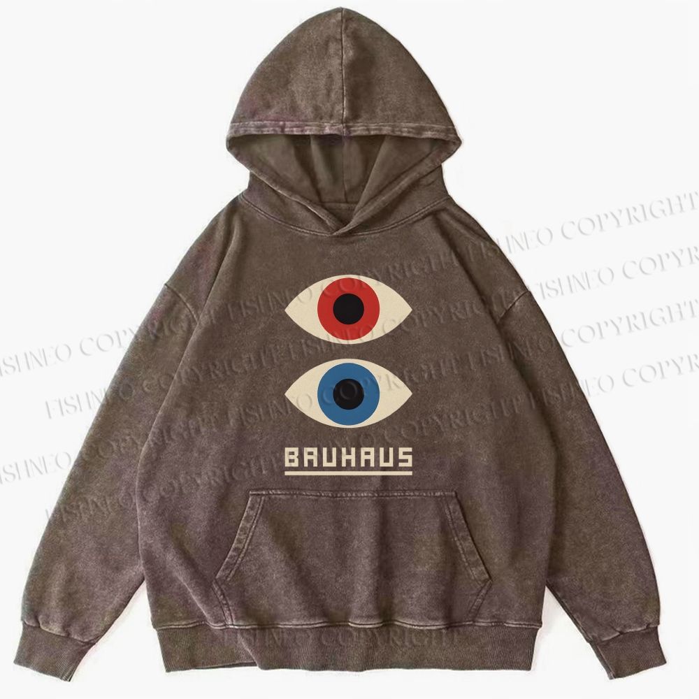 Unisex Casual Bauhaus Art Eyes Printed Washed Hoodie