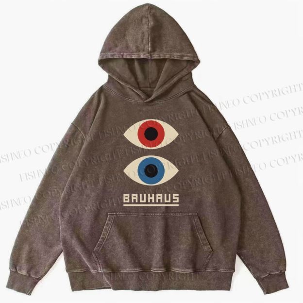 Unisex Casual Bauhaus Art Eyes Printed Washed Hoodie