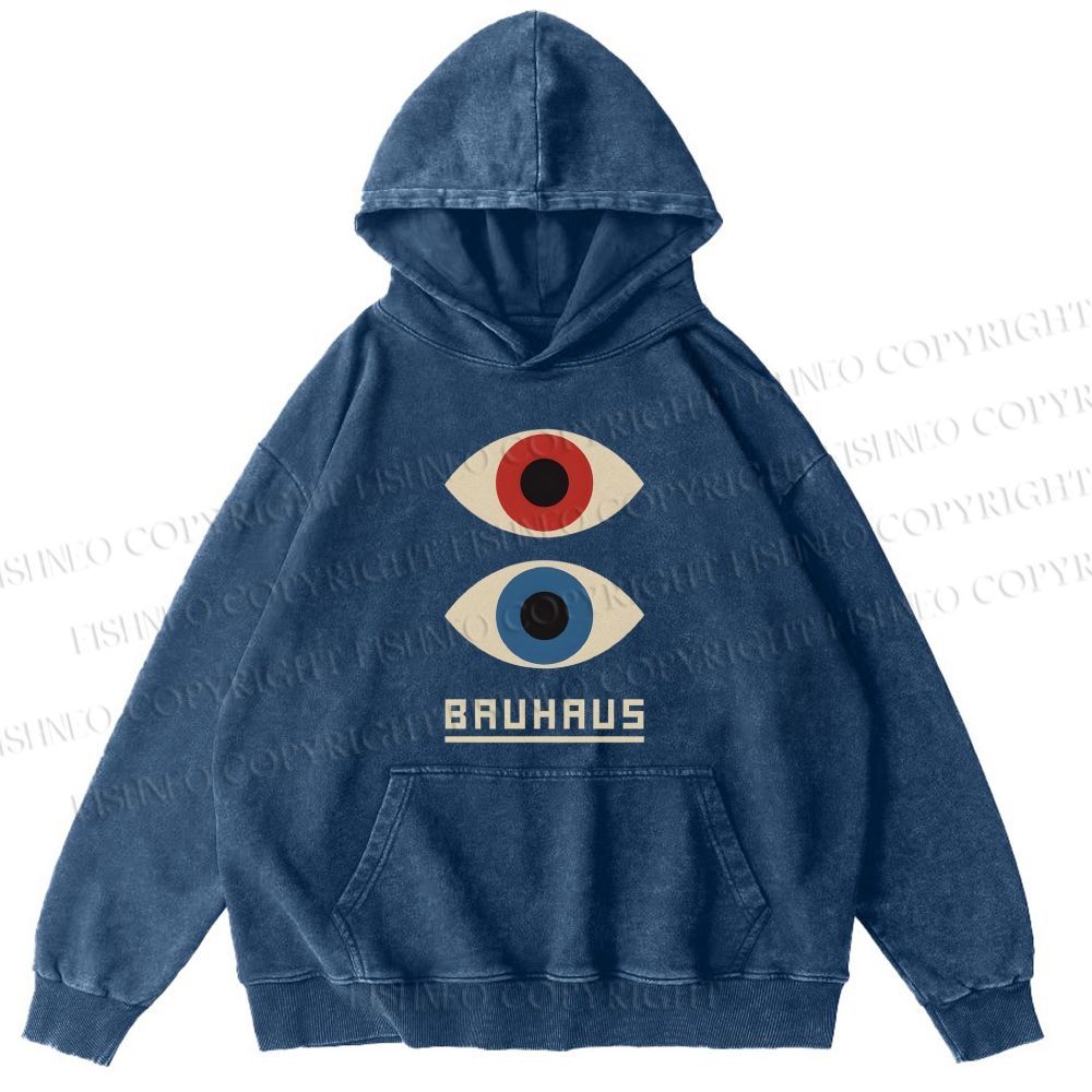 Unisex Casual Bauhaus Art Eyes Printed Washed Hoodie