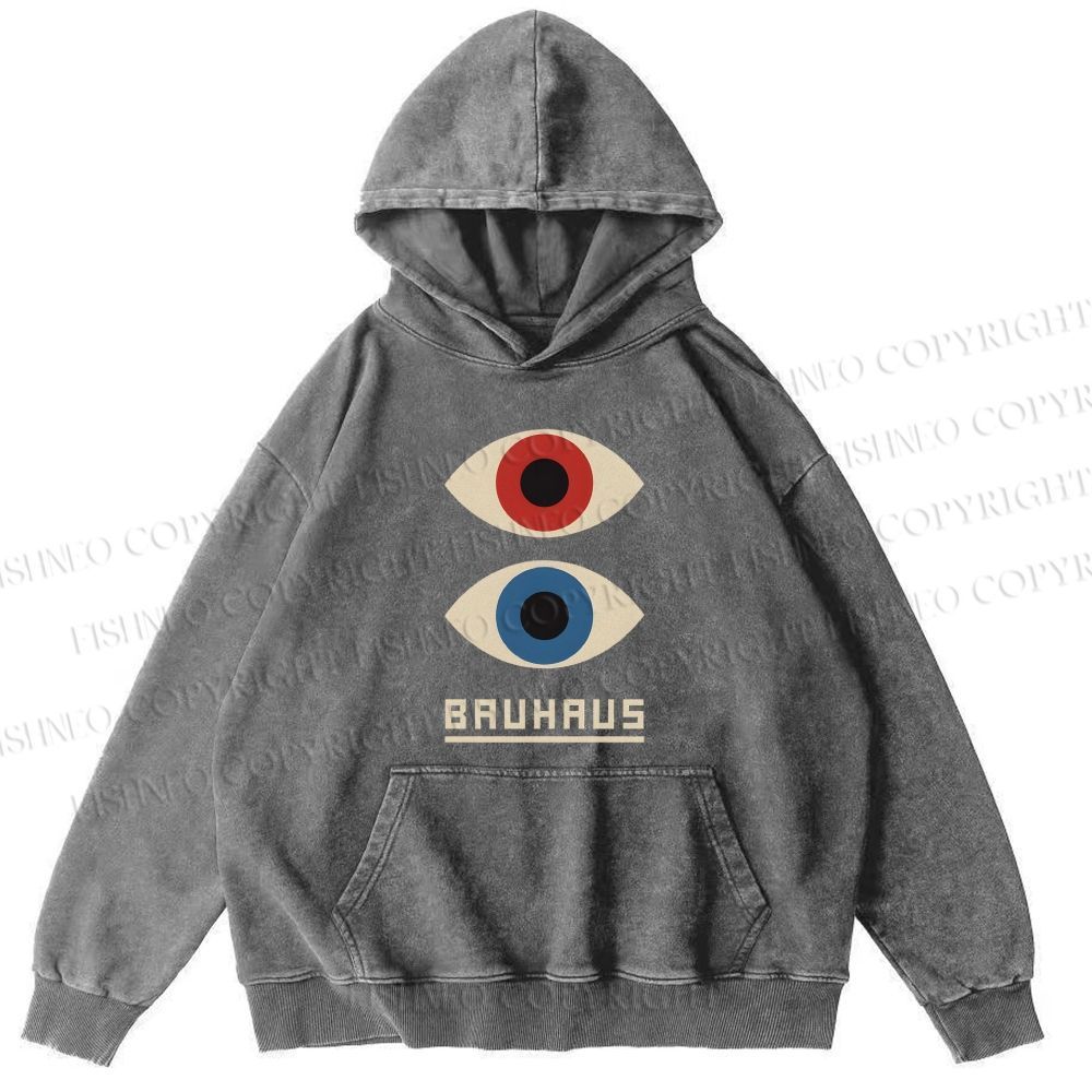 Unisex Casual Bauhaus Art Eyes Printed Washed Hoodie