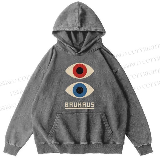 Unisex Casual Bauhaus Art Eyes Printed Washed Hoodie