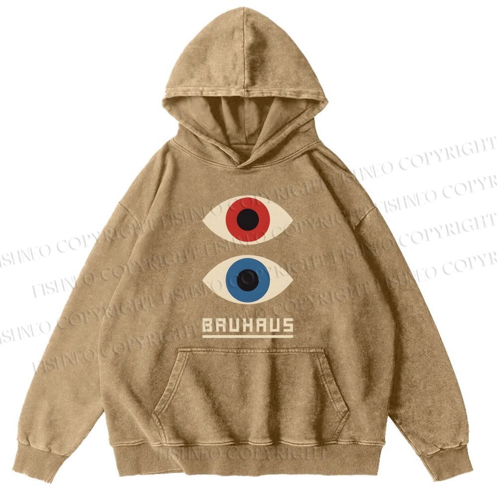Unisex Casual Bauhaus Art Eyes Printed Washed Hoodie