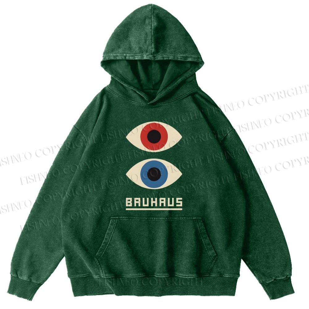 Unisex Casual Bauhaus Art Eyes Printed Washed Hoodie