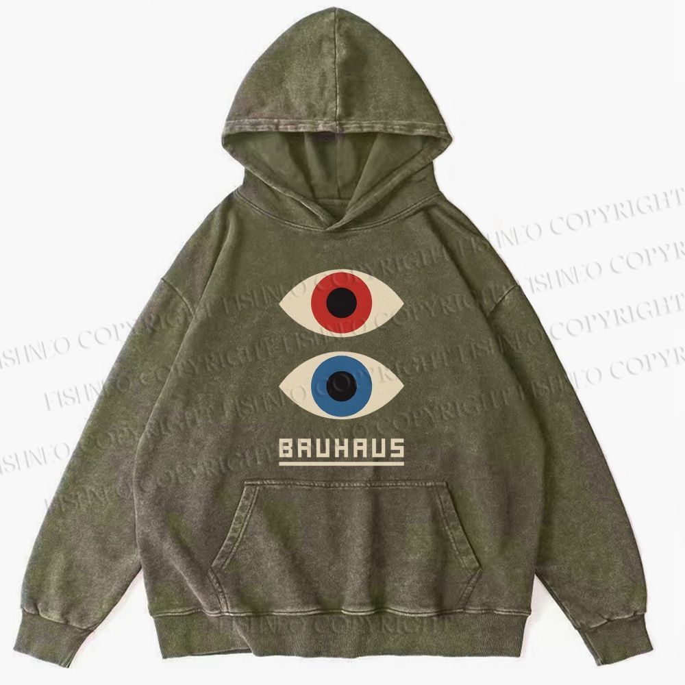 Unisex Casual Bauhaus Art Eyes Printed Washed Hoodie
