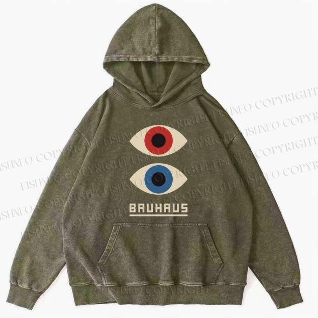 Unisex Casual Bauhaus Art Eyes Printed Washed Hoodie