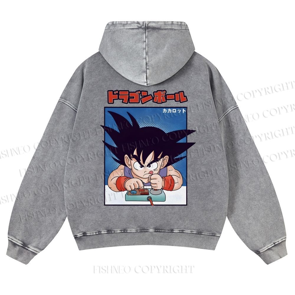 Son Goku Printed Casual Washed Hoodie