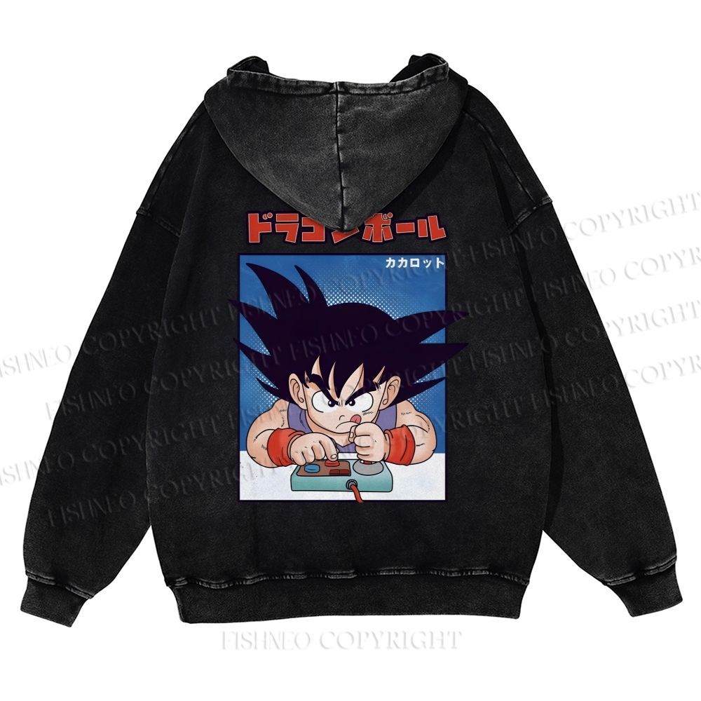 Son Goku Printed Casual Washed Hoodie