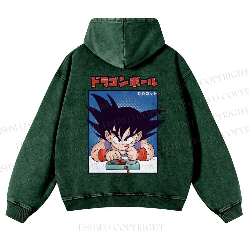 Son Goku Printed Casual Washed Hoodie