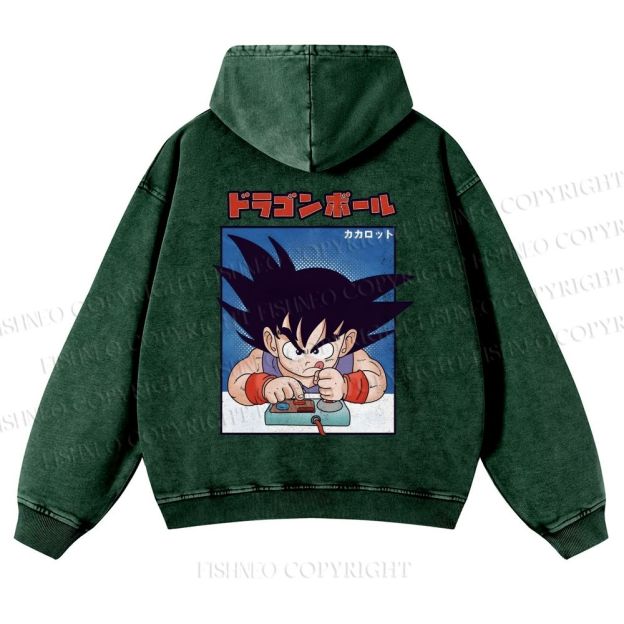 Son Goku Printed Casual Washed Hoodie
